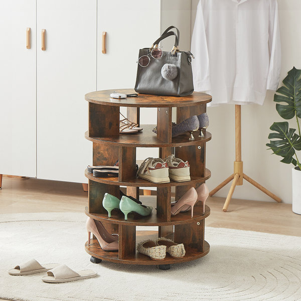 Latitude Run® 4Tier 16 Paris Revolving Lazy Susan Shoe Rack Storage